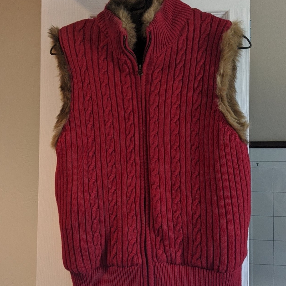 Sweater and fur vest